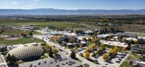 Drone photo of Sheridan College Campus Wyoming