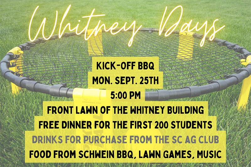 Whitney Days Kick Off BBQ at 5pm on the front lawn