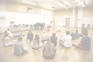 Students receiving dance instruction during Broadway Musical Theatre Intensive