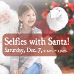 Selfies with Santa event image with Santa and a little kid taking a selfie.