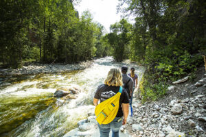 Sheridan College students enjoying a walk along Piney Creek