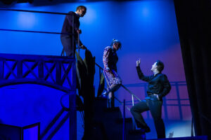 actors confrontation on stairs during Chess