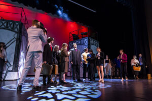 dress rehearsal for CHESS the musical with colorful lighting