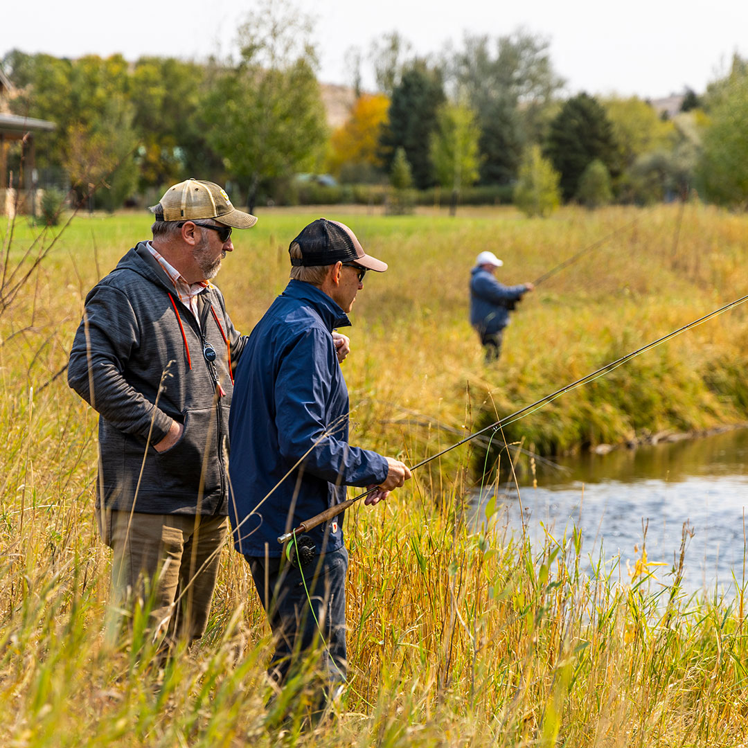 Sheridan College fly-fishing instructor and student in community interest class.