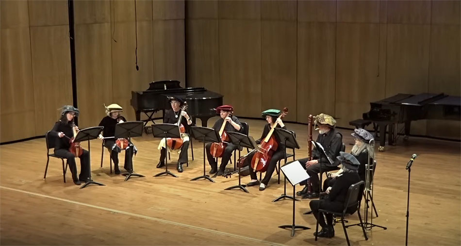 Small chamber group on stage in Kinnison Hall