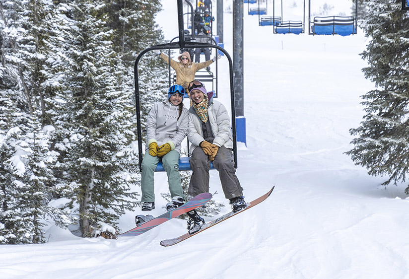 Students riding the chairlift at Antelope Butte Ski Area.