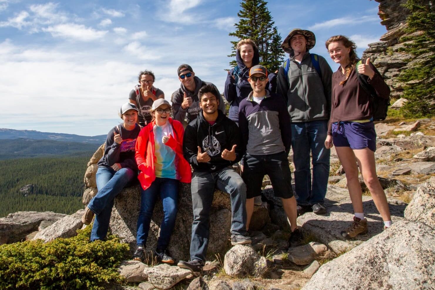 Sheridan College students on a hike in the Bighorn Mountains