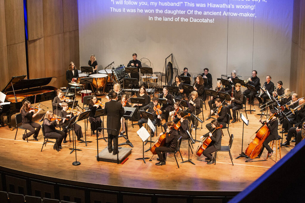 Symphony Orchestra at Sheridan College featuring percussion and brass and stringed instruments