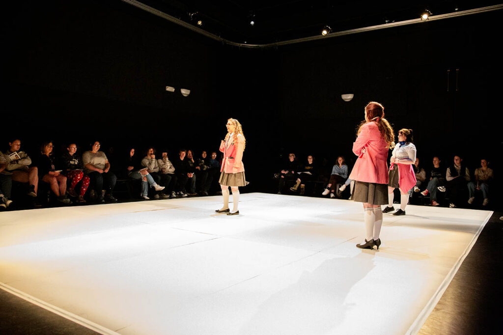 Sheridan College theater students during a performance inside the Black Box theater at the WYO Performing Arts and Education Center